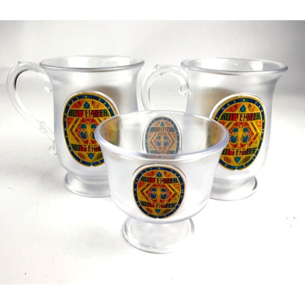 Universal Studios Harry Potter Butter Beer Frosted 2 Souvenir Mugs 1 Desert Cup